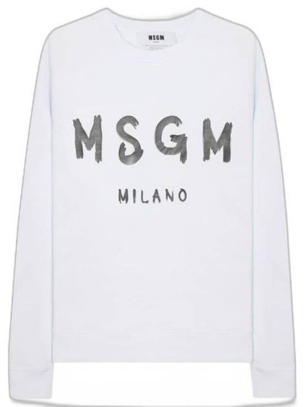 Women's Brushed Logo Crew Neck Sweatshirt White - MSGM - BALAAN 2