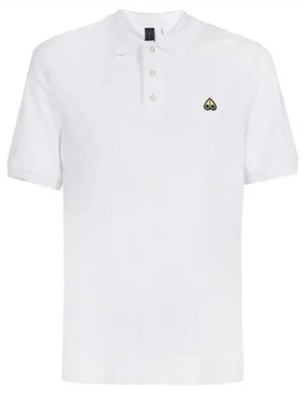 Men's Logo Patch Short Sleeve Polo Shirt White - MOOSE KNUCKLES - BALAAN 2