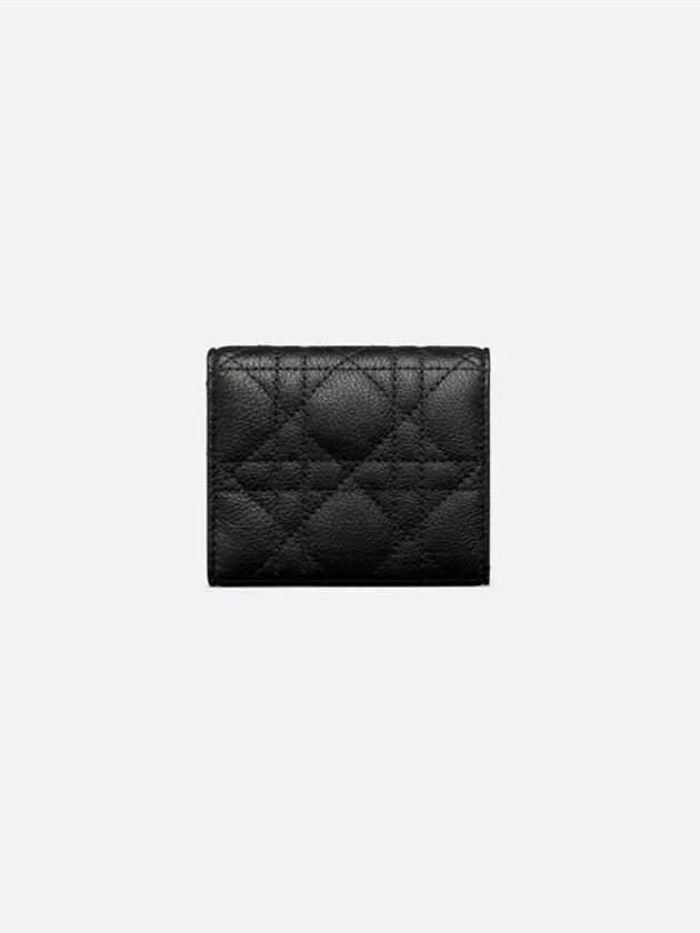 Caro Hibiscus Supple Cannage Calfskin Half Wallet Black - DIOR - BALAAN 4