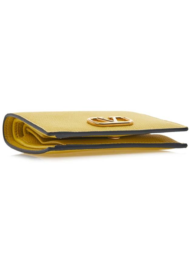 Compact V Logo Signature Calfskin Half Wallet Cedar Yellow - VALENTINO - BALAAN 6