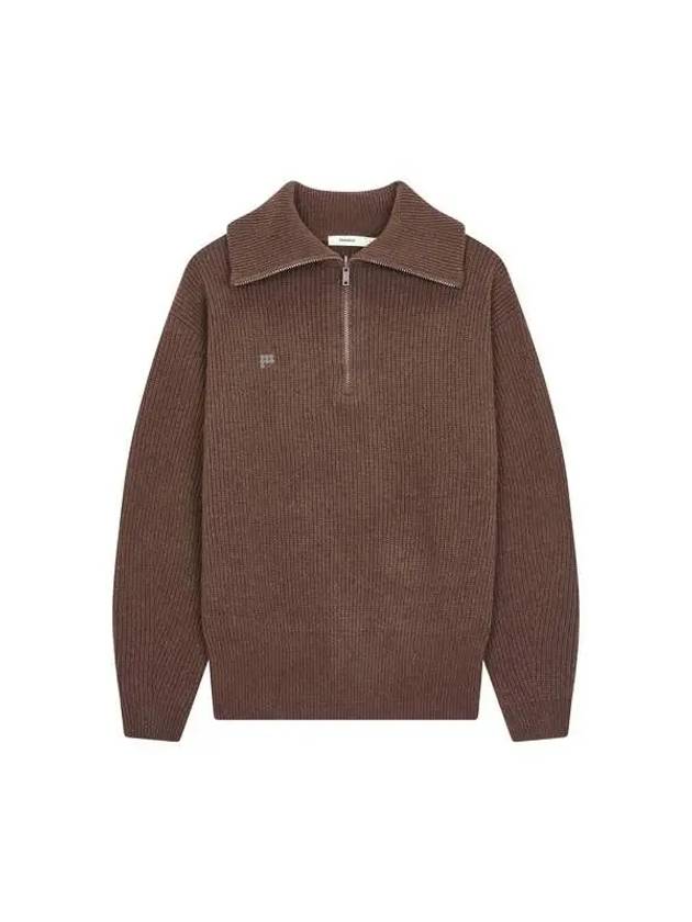 Unisex recycled cashmere half zip up knit brown - PANGAIA - BALAAN 1