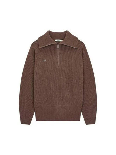 Unisex recycled cashmere half zip up knit brown - PANGAIA - BALAAN 1