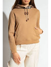 Check Cotton Oversized Hoodie Camel - BURBERRY - BALAAN 4