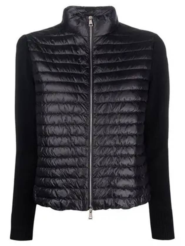 Women's High Neck Wool Padded Cardigan Black - MONCLER - BALAAN 2