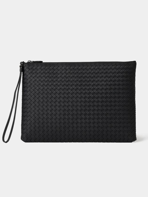 Intrecciato Strap Clutch Bag Black - BOTTEGA VENETA - BALAAN 2