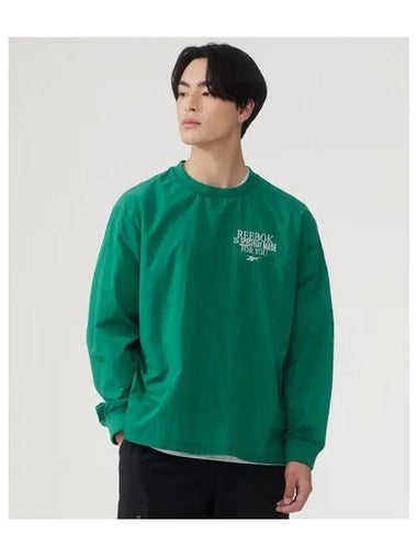 Lettering Woven Sweatshirt Green - REEBOK - BALAAN 1