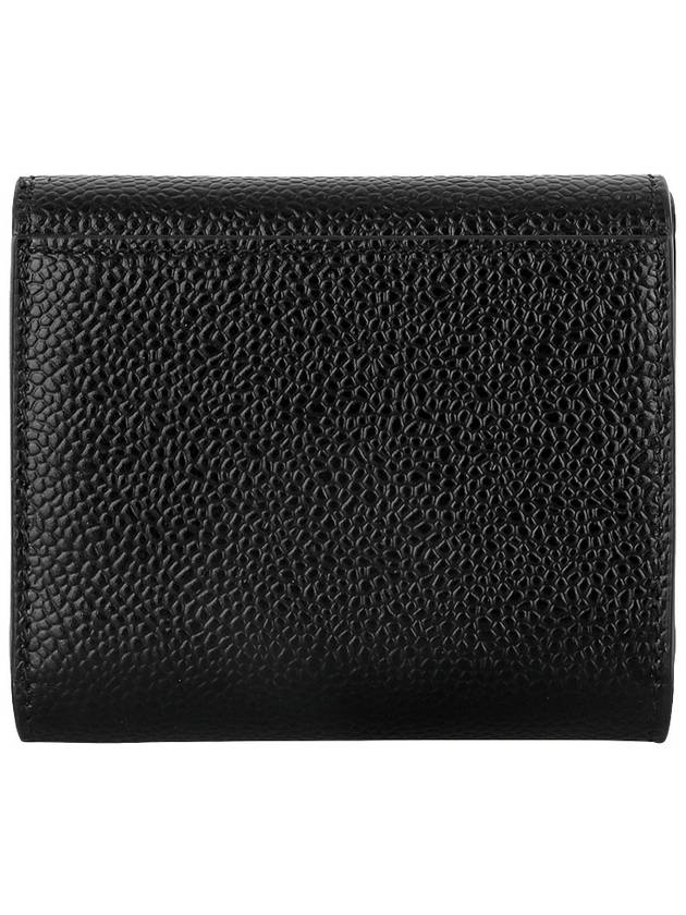 RWB Stripe Pebble Leather Tri-fold Half Wallet Black - THOM BROWNE - BALAAN 5