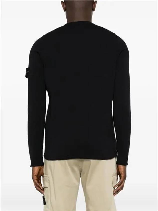 Raw Hand Cotton Crewneck Knit Top Black - STONE ISLAND - BALAAN 4