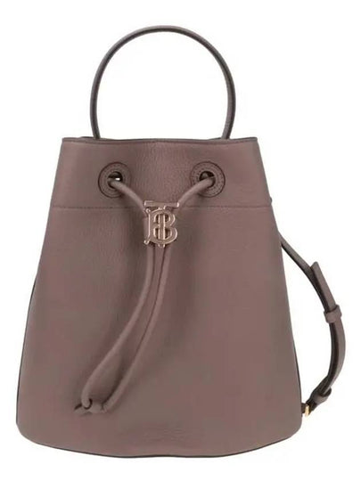 Women's Grainy Leather Small TB Bucket Bag Light Saddle Brown - BURBERRY - BALAAN 2