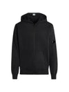 Light Fleece Zip Up Hoodie Black - CP COMPANY - BALAAN 2