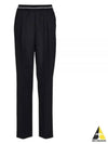 Logo Waistband Virgin Wool Straight Pants Black - MIU MIU - BALAAN 2