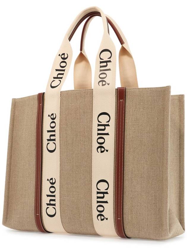 Woody Large Tote Bag White Brown Beige - CHLOE - BALAAN 4