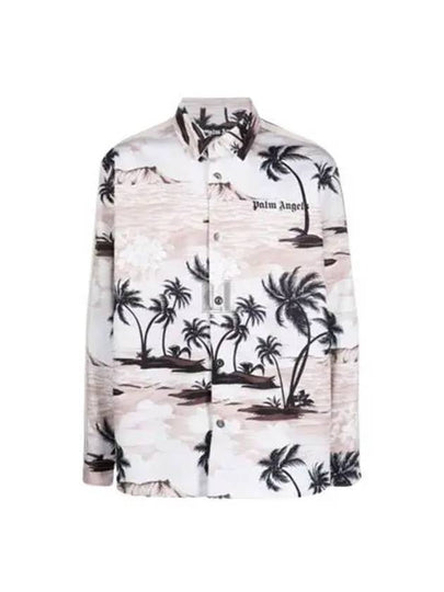 Hawaiian Printed Long Sleeve Shirt Beige - PALM ANGELS - BALAAN 2