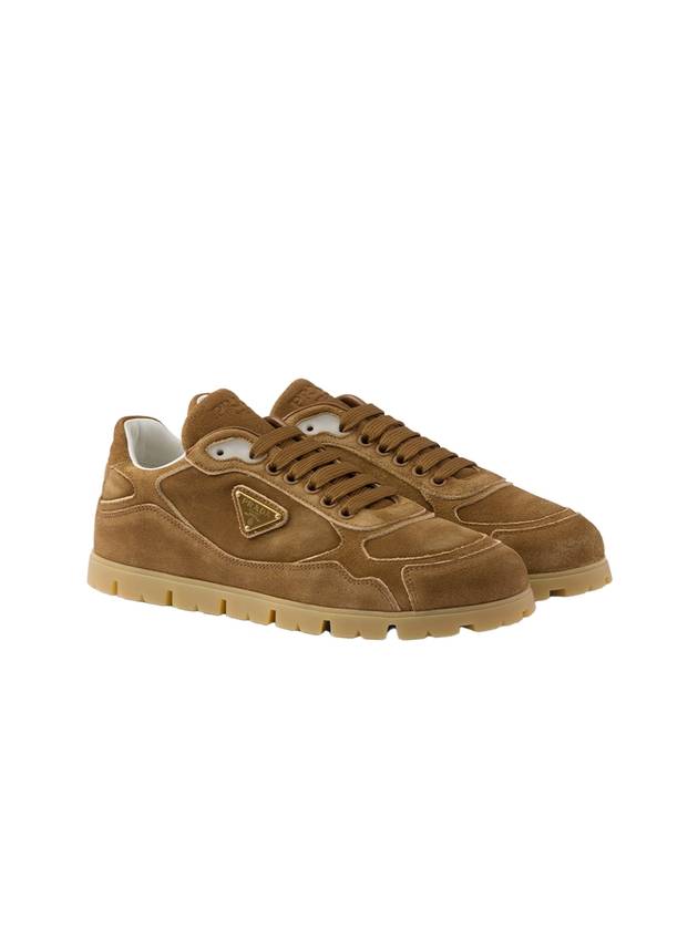 Faded Suede Low Top Sneakers Cinnamon - PRADA - BALAAN 3