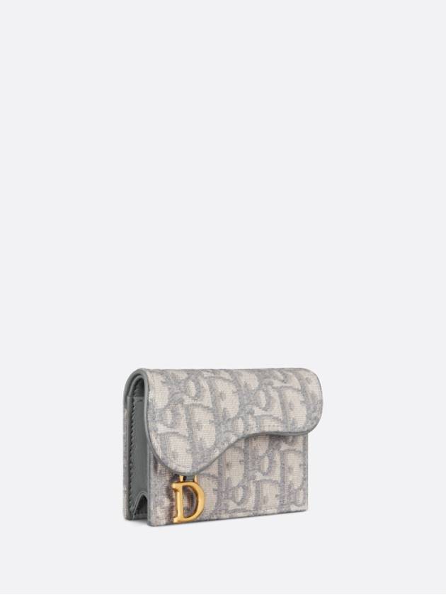 Saddle Flap Card Holder Grey  Oblique Jacquard - DIOR - BALAAN 3