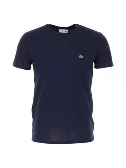 Crew Neck Pima Cotton Jersey Short Sleeve T-Shirt Navy - LACOSTE - BALAAN 2