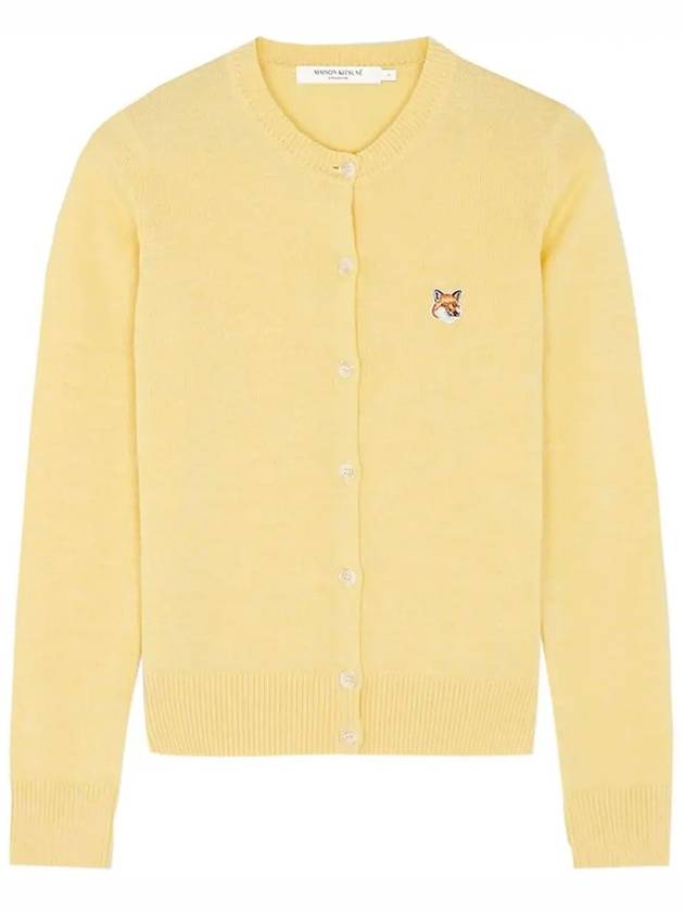 Fox Head Patch Adjusted Round Neck Cardigan Yellow - MAISON KITSUNE - BALAAN 2