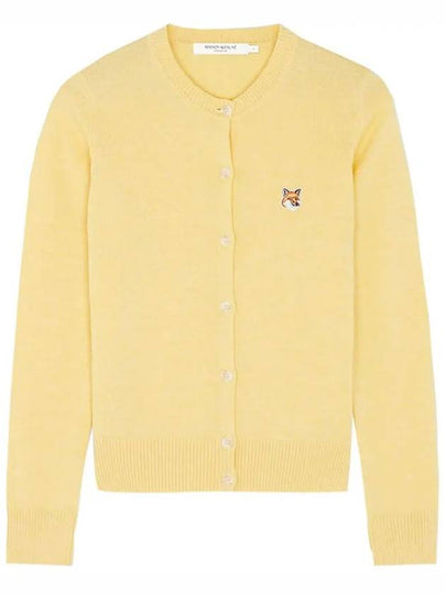 Fox Head Patch Adjusted Round Neck Cardigan Yellow - MAISON KITSUNE - BALAAN 2