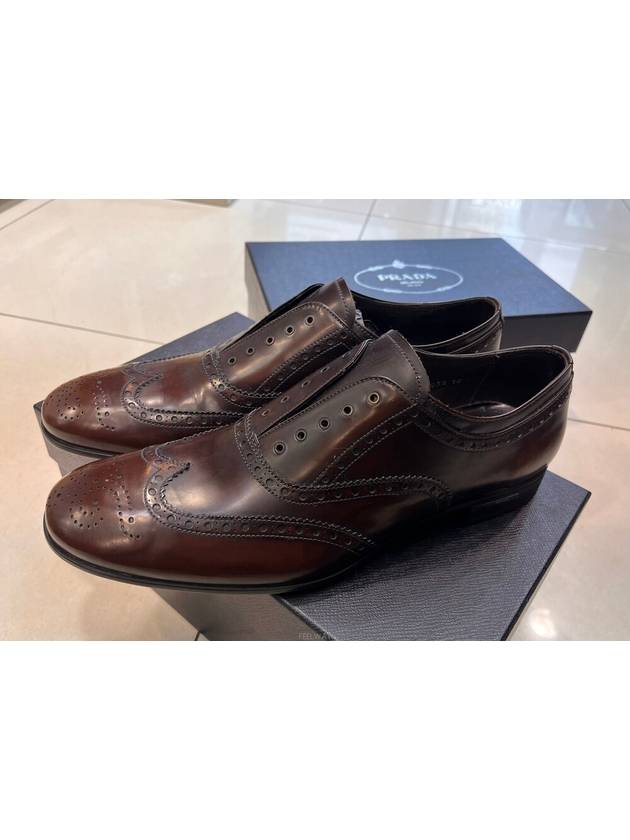 Men's Vintage Leather Brogues Brown - PRADA - BALAAN 3