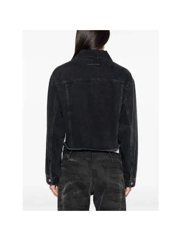 SS24 MM6 Margiela Frayed Hem Denim Jacket Black - MAISON MARGIELA - BALAAN 5