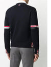 Milano Stitch Sprite Armband Cotton V-neck Cardigan Navy - THOM BROWNE - BALAAN 6