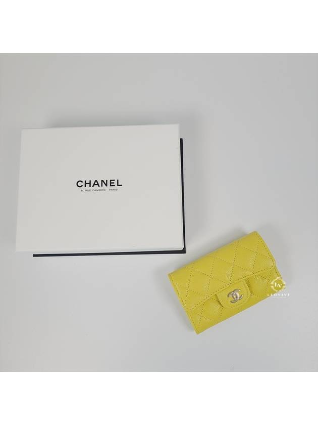 Classic Grained Shiny Calfskin Card Wallet Yellow - CHANEL - BALAAN 3