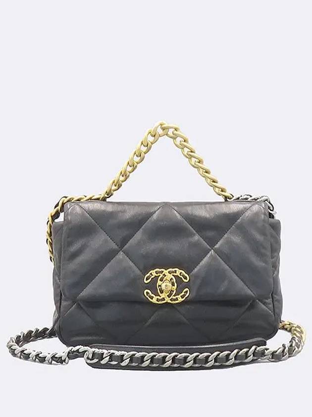 AS1160 Black Lambskin COCO Vintage Gold Logo 19 Flap Shoulder Bag - CHANEL - BALAAN 1