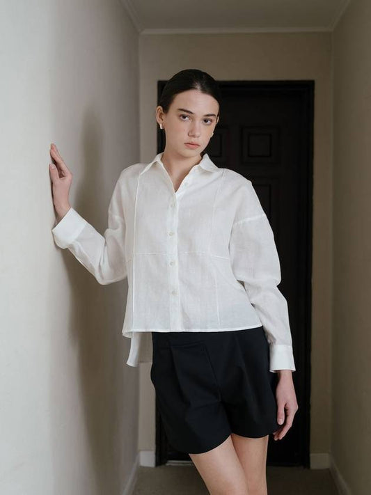 Linen White Stitched Shirt - YOUNESS - BALAAN 1