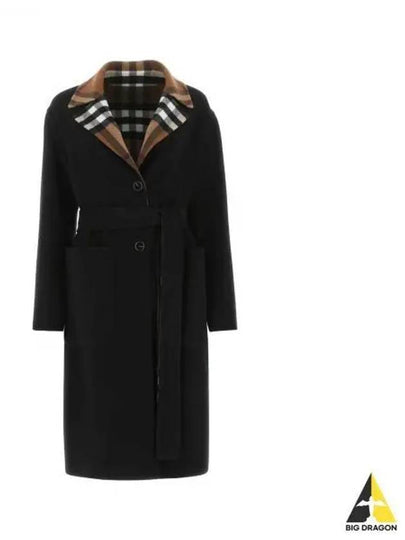 Reversible Check Wool Single Coat Black - BURBERRY - BALAAN 2