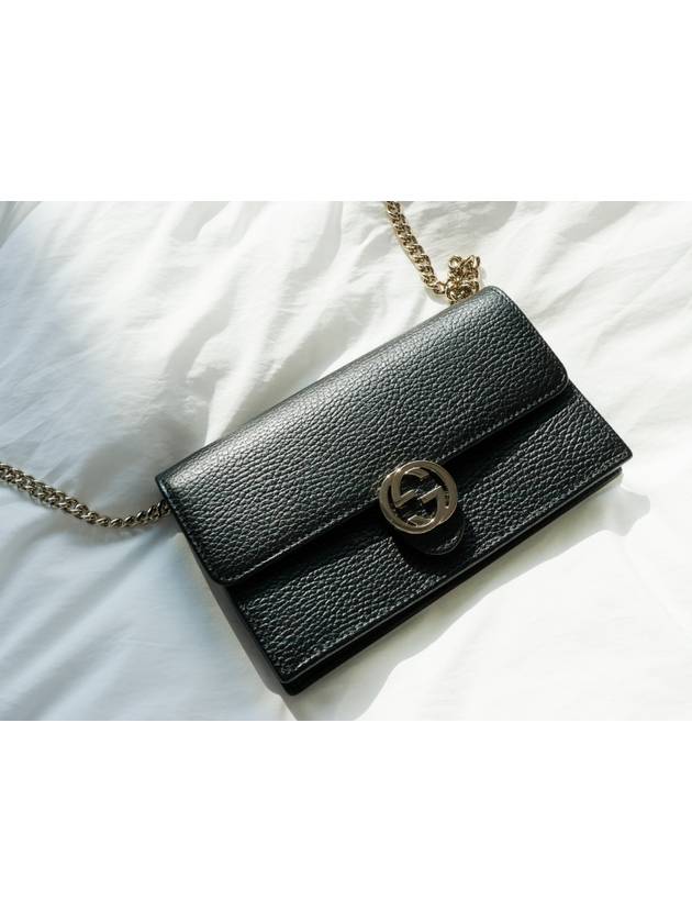 GG Interlocking Chain Strap Cross Bag Black - GUCCI - BALAAN 3