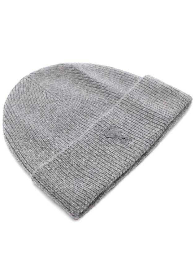 De Coeur Ribbed Knit Beanie Grey - AMI - BALAAN 4