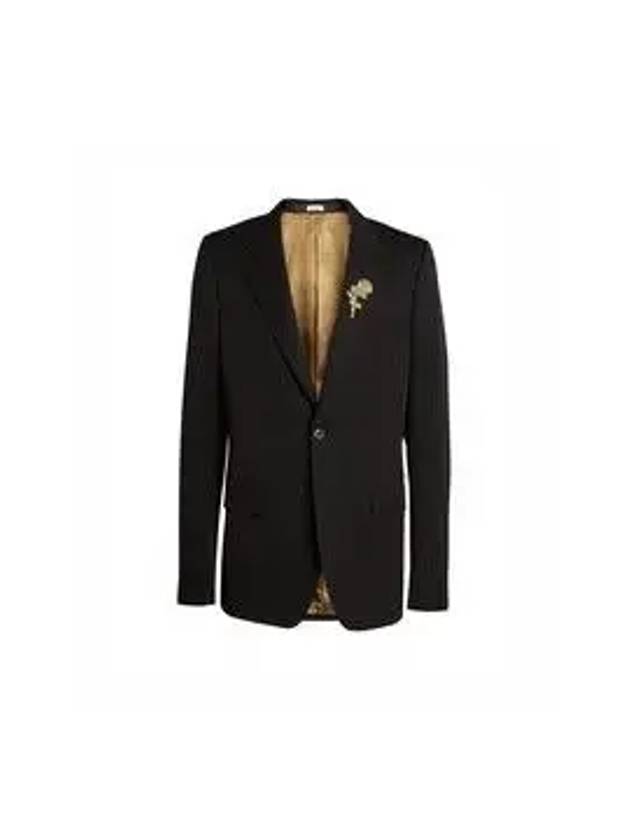 Gold Flower Embroidery Blazer Jacket Black - ALEXANDER MCQUEEN - BALAAN 8