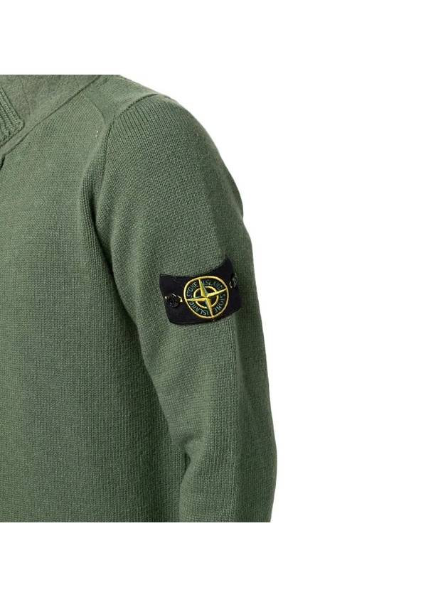 Wappen Button Cardigan Green - STONE ISLAND - BALAAN 5