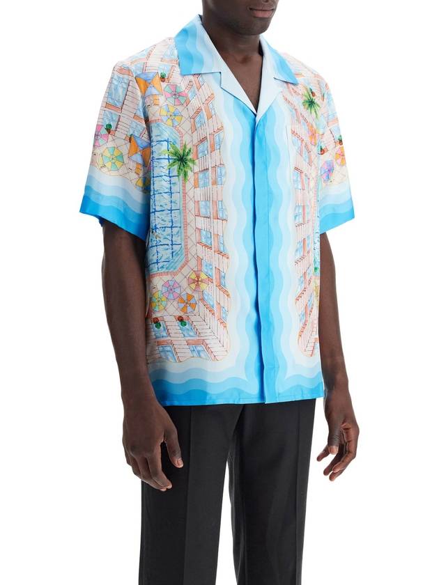 LeFlongen Silk Short Sleeve Shirt Blue - CASABLANCA - BALAAN 3