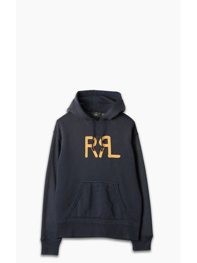 RRL Logo Print Pullover Hoodie Navy - POLO RALPH LAUREN - BALAAN 2