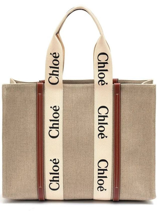 Woody Large Tote Bag White Brown Beige - CHLOE - BALAAN 2