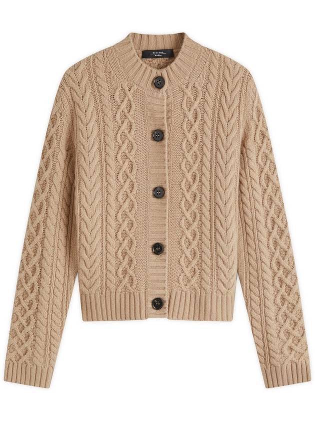 Aposh cable knit wool cardigan camel - WEEKEND MAX MARA - BALAAN 1