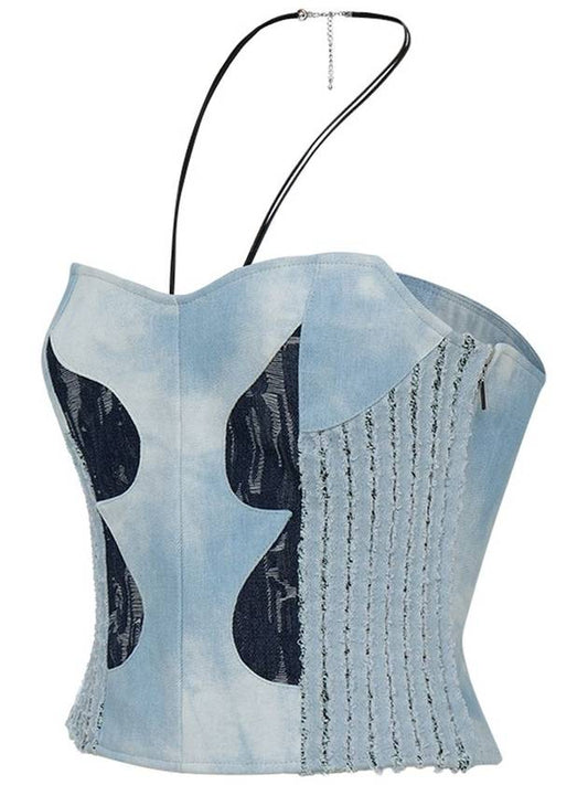 DENIM CORSET TUBE TOP LIGHT BLUE - DON’T ASK MY PLAN - BALAAN 1