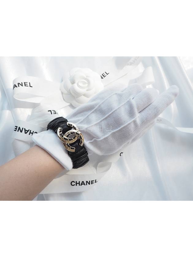 CC logo leather hair chouchou tripe hair band and bracelet black gold AB7848 - CHANEL - BALAAN 9