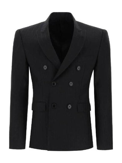 Carnaby Striped Wool Blazer Jacket Black - CELINE - BALAAN 2