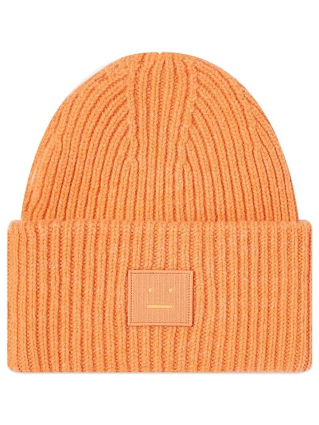 Face Patch Ribbed Wool Beanie Orange - ACNE STUDIOS - BALAAN 2