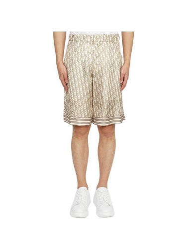 Oblique Bermuda Silk Twill Shorts Beige - DIOR - BALAAN 1