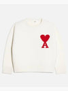 Big Heart Logo Wool Knit Top White - AMI - BALAAN 3