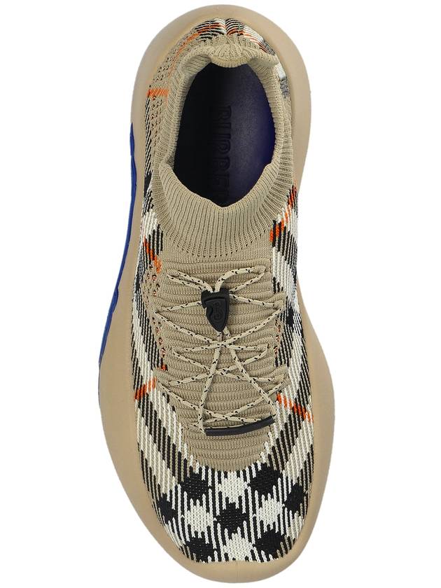 Check Knit Neptune Low Top Sneakers Sand - BURBERRY - BALAAN 7