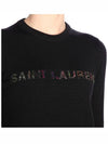 Women's Logo Embroidered Knit Top Black - SAINT LAURENT - BALAAN.