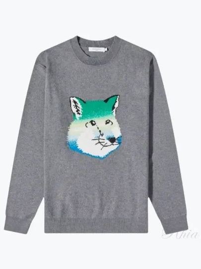 Vibrant Fox Head Intarsia Comfort Knit Top Grey - MAISON KITSUNE - BALAAN 2