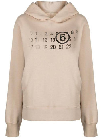 Woman's Logo Print Hoodie Top Beige - MAISON MARGIELA - BALAAN 1