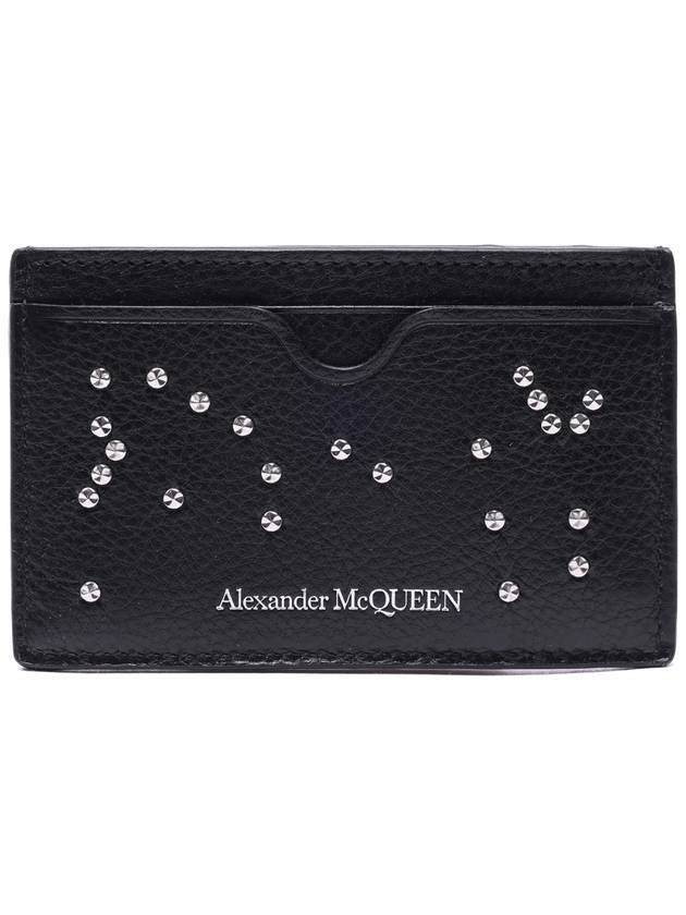 Crystal Stud Card Wallet Black - ALEXANDER MCQUEEN - BALAAN.