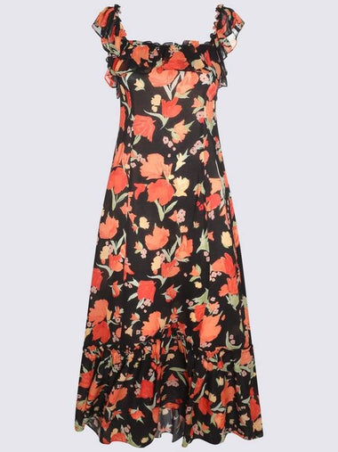 Rixo Havana Floral Black Viscose June Dress - RIXO LONDON - BALAAN 1