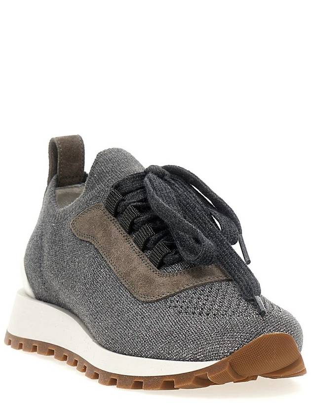 Monile Knit Low Top Sneakers Grey - BRUNELLO CUCINELLI - BALAAN 3